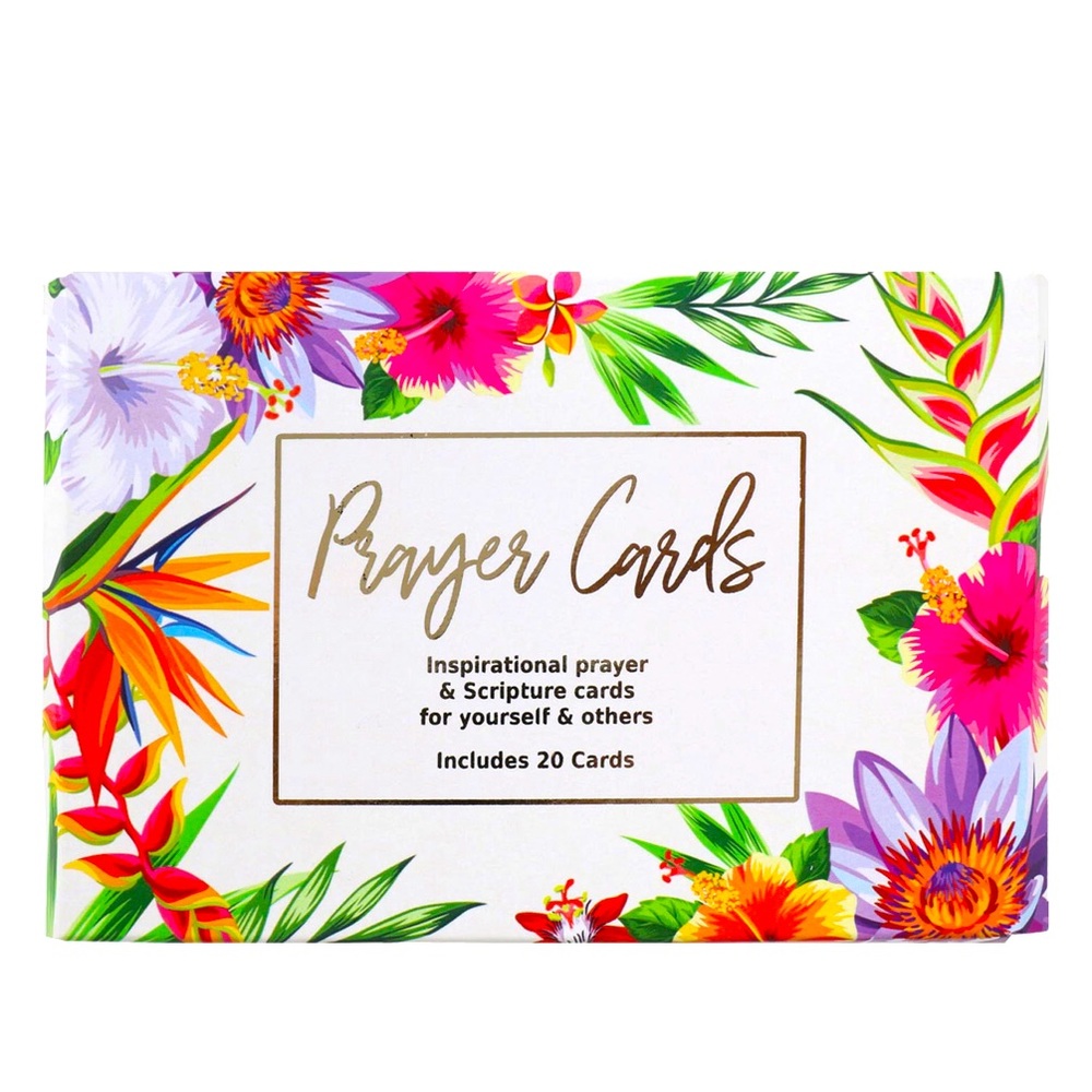CrownJewlz Christian Tropical Floral Boxed Scripture Prayer Cards, 20 ct